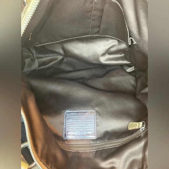 COACH Poppy Purse Bag Signature Cs Monogram Cream and Gold THREE Hang Tags GUC - Picture 12 of 16